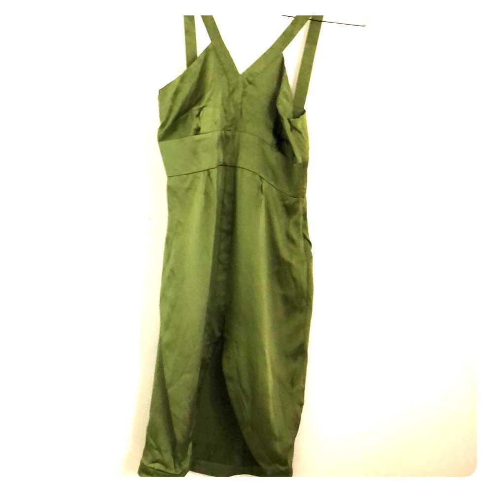 Nicole Romano Silk Army Green Dress